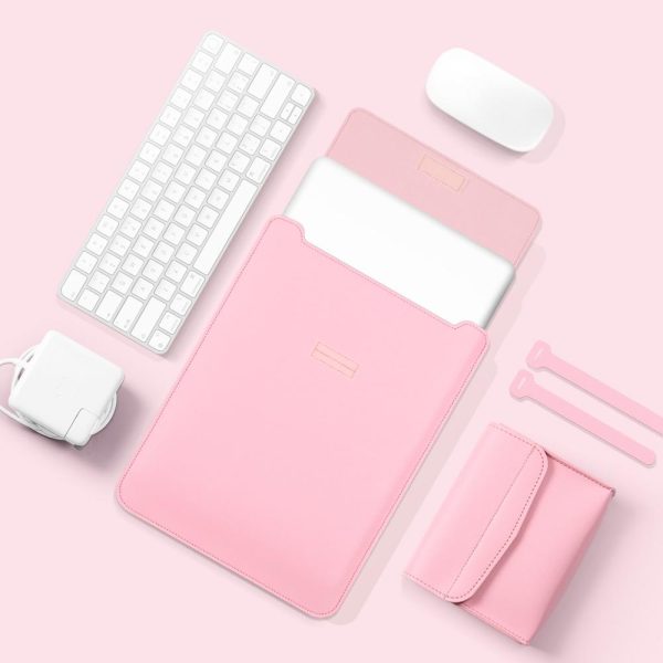 Lightweight Leather Computer Bag - 4-in-1 Portable - Fits 15.4 / 15.6 / 16.1 Inches - Pink - Image 3