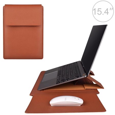 15.4 Inch Laptop Leather Sleeve Carrying Bag - Yellow
