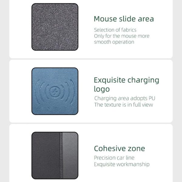 10W Qi Wireless Charger Mouse Pad 26.2 X 19.8 X 0.65Cm - Black - Image 6