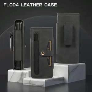 Shockproof Foldable Leather Case with Stylus for Samsung Galaxy z Fold 4 / 5g - Black - Image 11