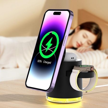 15W 4 In 1 Foldable Magnetic Wireless Charger - Black