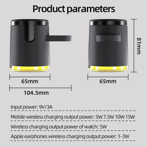 15W 4 In 1 Foldable Magnetic Wireless Charger - Black - Image 6