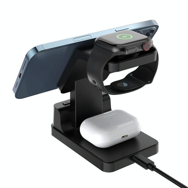 15W 4 In 1 Magnetic Desktop Wireless Charger Black - Image 4
