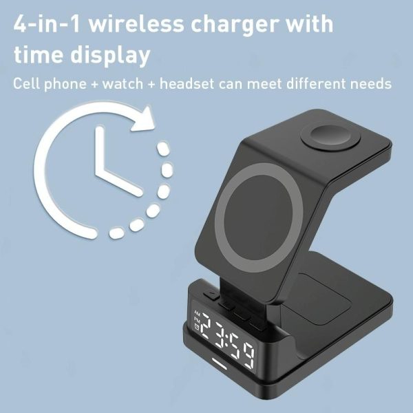15W 4 In 1 Magnetic Desktop Wireless Charger Black - Image 5