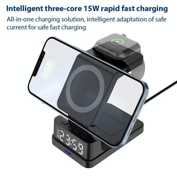 15W 4 In 1 Magnetic Desktop Wireless Charger Black - Image 8