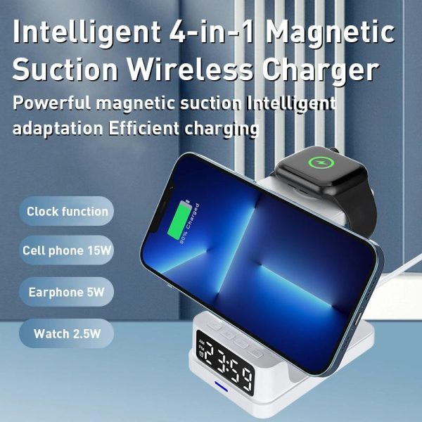15W 4 In 1 Magnetic Desktop Wireless Charger Black - Image 9