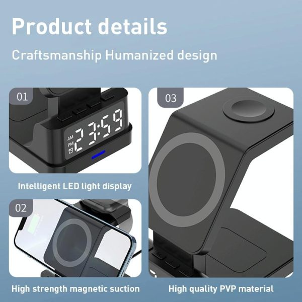 15W 4 In 1 Magnetic Desktop Wireless Charger Black - Image 10