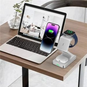 15W 3 In 1 Magnetic Wireless Charger For Iphone Watch Airpods - Black - Image 6