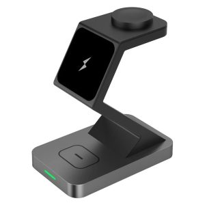 15W 3 In 1 Magnetic Wireless Charger For Iphone Watch Airpods - Black - Image 9