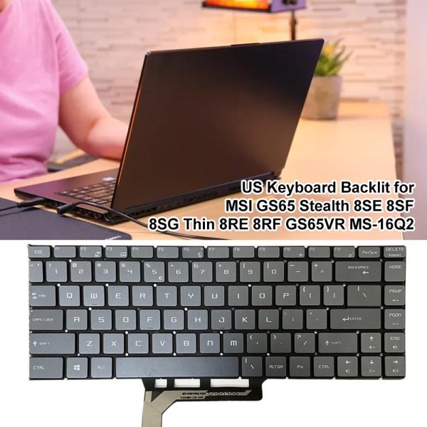 Backlit Laptop Keyboard for Msi Gs65 Series - us Version - Black - Image 7