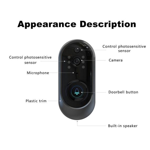 Smart Wifi Video Doorbell With Remote Monitoring & Voice Intercom - 720P 6400Mah Black - Image 10