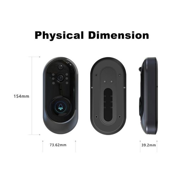 Smart Wifi Video Doorbell With Remote Monitoring & Voice Intercom - 720P 6400Mah Black - Image 11