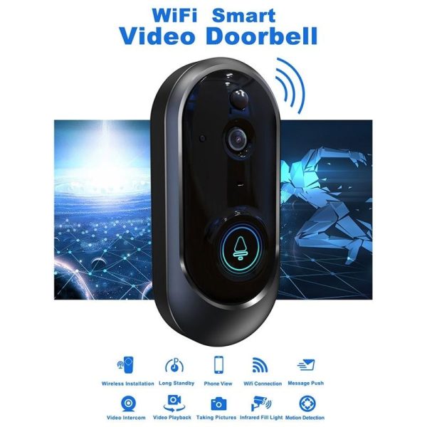 Smart Wifi Video Doorbell With Remote Monitoring & Voice Intercom - 720P 6400Mah Black - Image 12