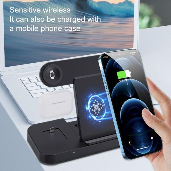 6 In 1 Foldable Vertical Wireless Charger - Black - Image 6
