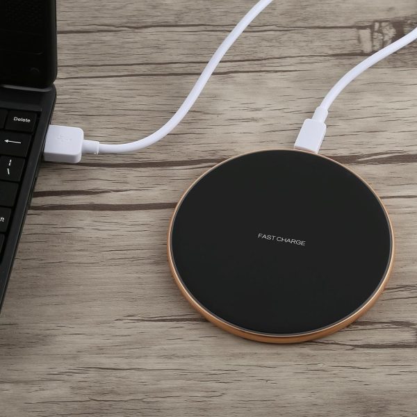 Round Shape Wireless Charger Fast Charging Black+Gold - Image 7