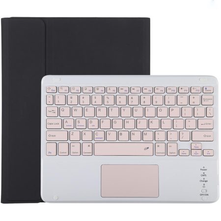 Bluetooth Keyboard & Tablet Case For Ipad 10.2 / Ipad Air 2019 - Detachable Touch Pad Pen Slot Holder - Pink Leather - Black
