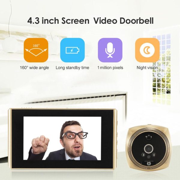 4.3 Screen Video Doorbell With 2.0Mp Resolution - Black - Image 5