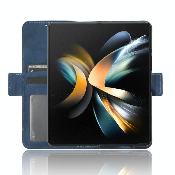 Samsung Galaxy z Fold 4 5g Leather Phone Case with Card Slots and Calf Texture - Black - Image 14