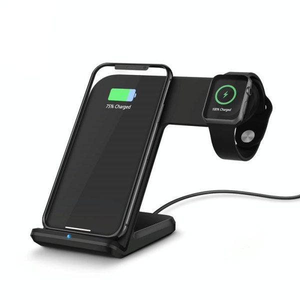 Vertical Magnetic Wireless Charger For Qi Phones & Apple Watch Black - Image 2