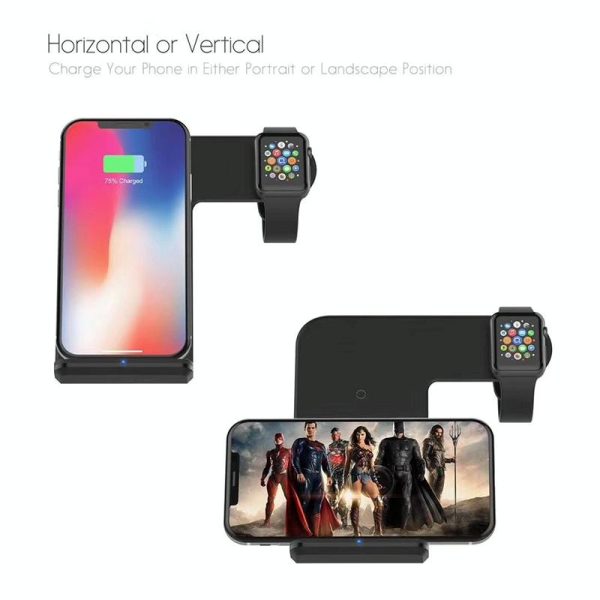 Vertical Magnetic Wireless Charger For Qi Phones & Apple Watch Black - Image 4