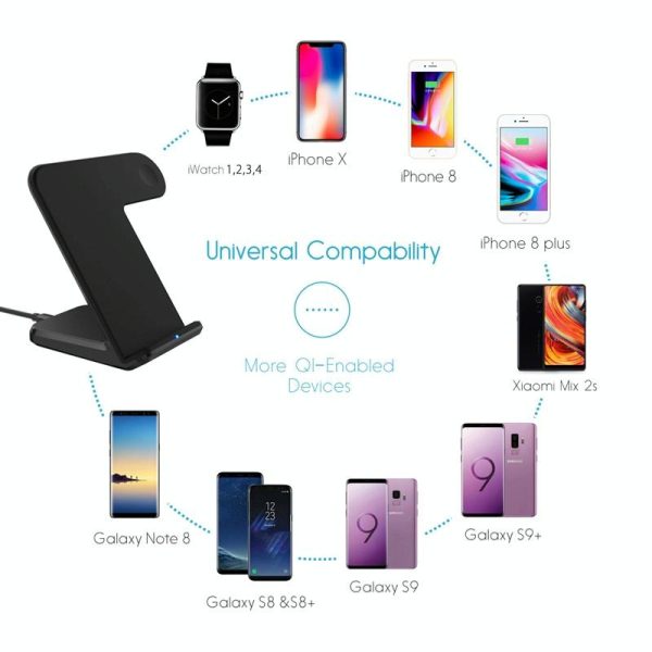 Vertical Magnetic Wireless Charger For Qi Phones & Apple Watch Black - Image 6