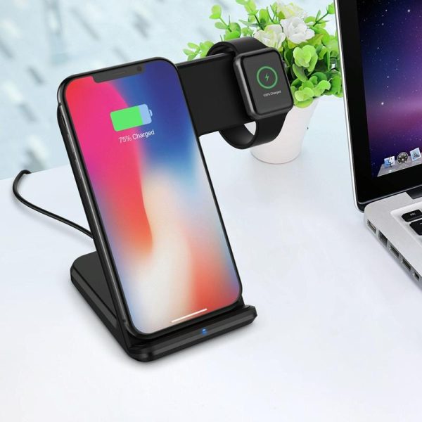 Vertical Magnetic Wireless Charger For Qi Phones & Apple Watch Black - Image 7