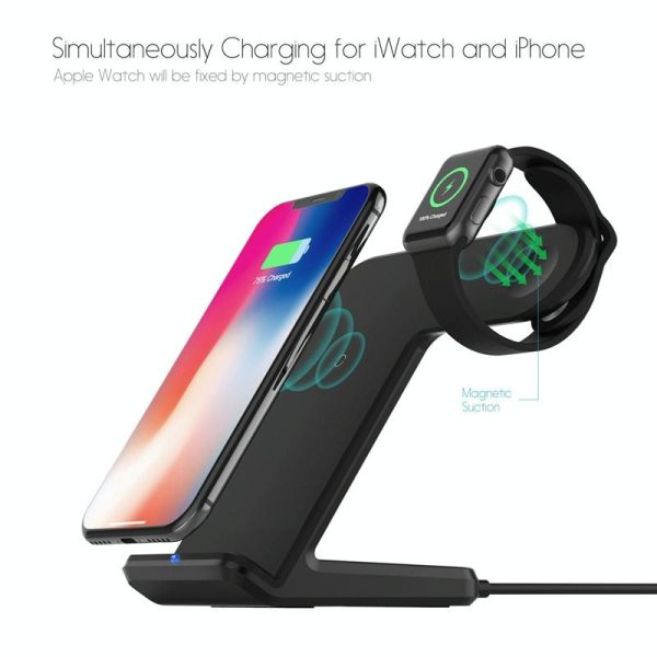 Vertical Magnetic Wireless Charger For Qi Phones & Apple Watch Black - Image 15