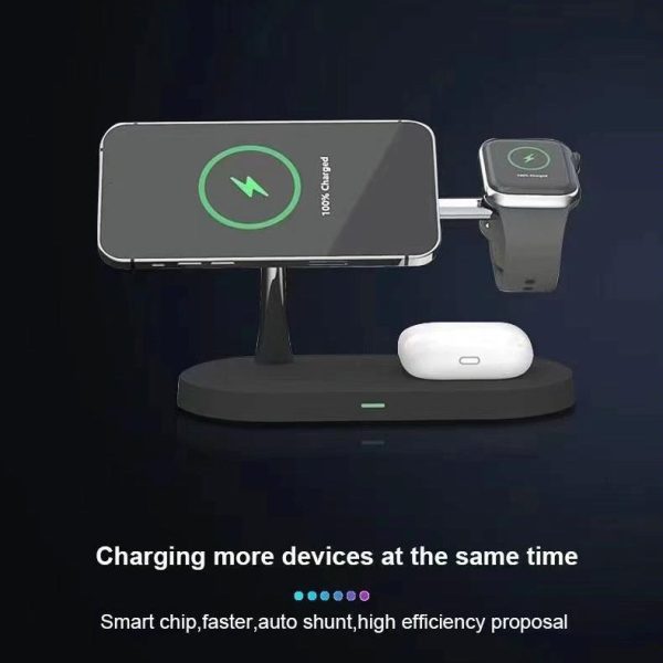 15W 5 In 1 Magnetic Wireless Charger For Iphone 12 & Apple Watch & Airpods - Black - Image 6
