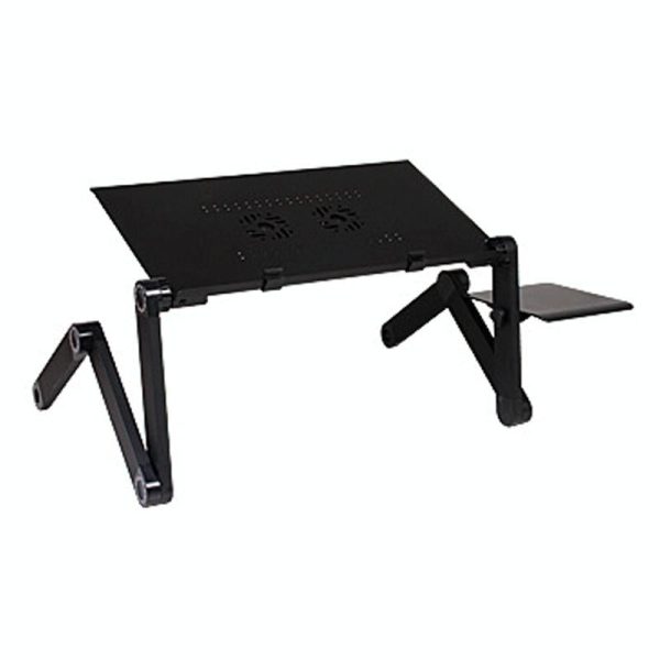 Foldable Laptop Stand with Dual Fans & Mouse Pad - 360 Degree Adjustable - Black - Image 3