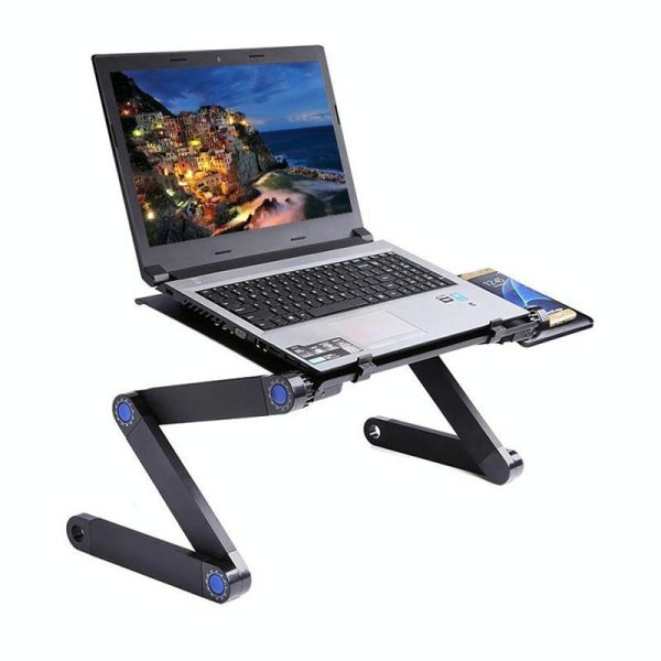 Foldable Laptop Stand with Dual Fans & Mouse Pad - 360 Degree Adjustable - Black - Image 6