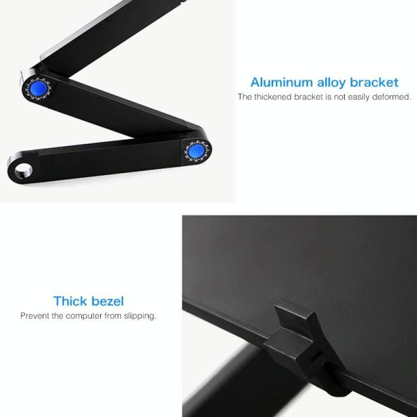 Foldable Laptop Stand with Dual Fans & Mouse Pad - 360 Degree Adjustable - Black - Image 7