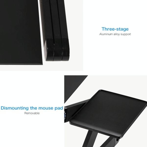 Foldable Laptop Stand with Dual Fans & Mouse Pad - 360 Degree Adjustable - Black - Image 8