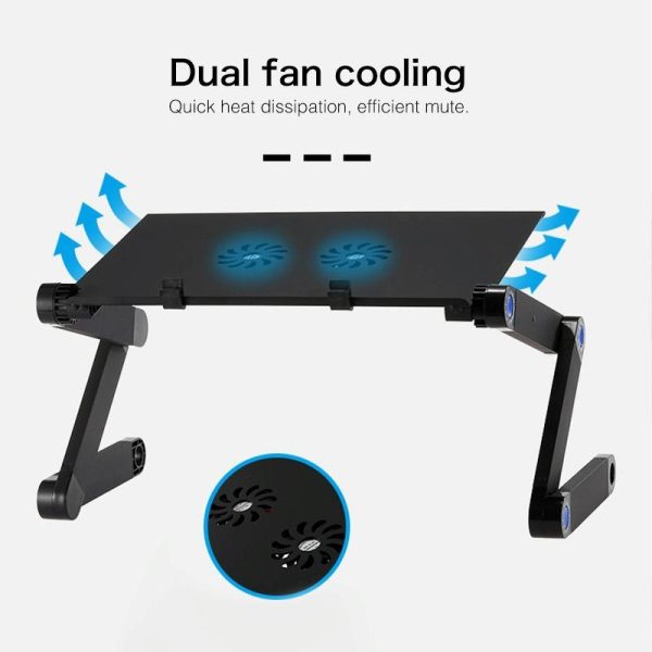 Foldable Laptop Stand with Dual Fans & Mouse Pad - 360 Degree Adjustable - Black - Image 10