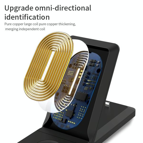 3 In 1 Foldable Wireless Charger For Iphone Iwatch Airpods - Black - Image 10