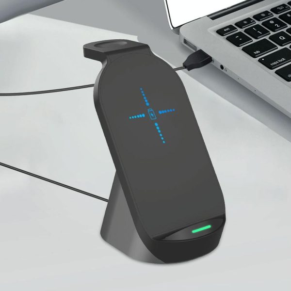 3 In 1 Wireless Charger For Iphone Apple Watch Airpods & Android Black - Image 4