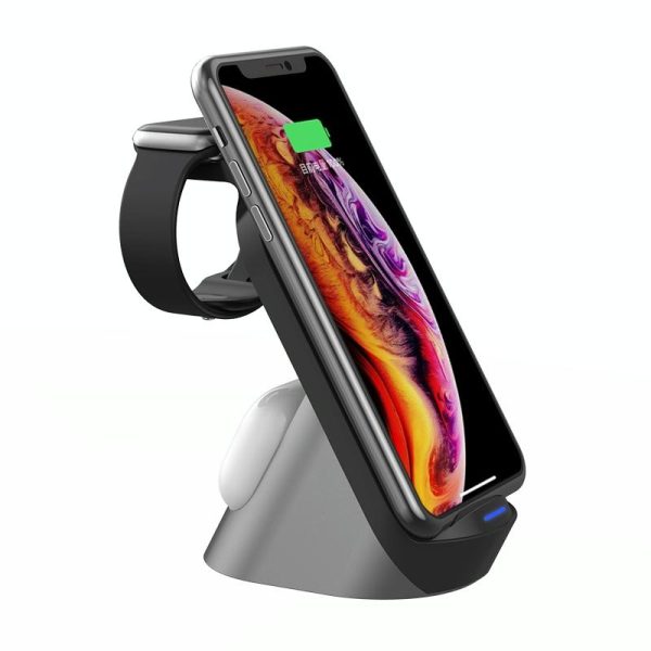 3 In 1 Wireless Charger For Iphone Apple Watch Airpods & Android Black - Image 5