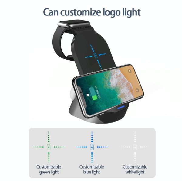 3 In 1 Wireless Charger For Iphone Apple Watch Airpods & Android Black - Image 8