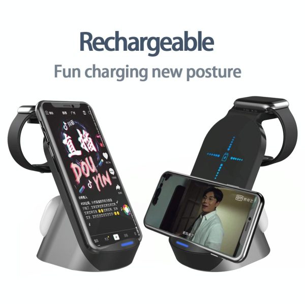 3 In 1 Wireless Charger For Iphone Apple Watch Airpods & Android Black - Image 9