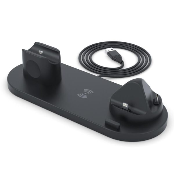 6 In 1 Wireless Charger For Iphone Apple Watch Airpods & Android - Black - Image 3