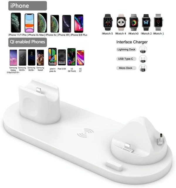 6 In 1 Wireless Charger For Iphone Apple Watch Airpods & Android - Black - Image 15