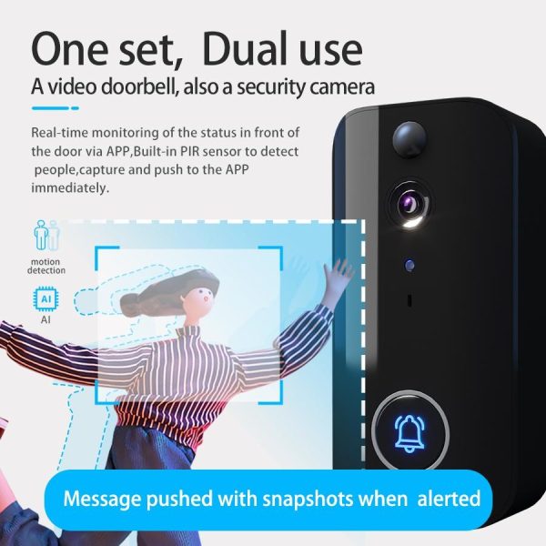 Wireless Doorbell Camera With Night Vision And Motion Detection - Black - Image 13