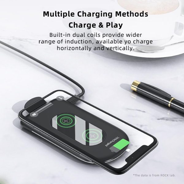 Foldable 15W Wireless Charger For Mobile Phones Black - Image 4