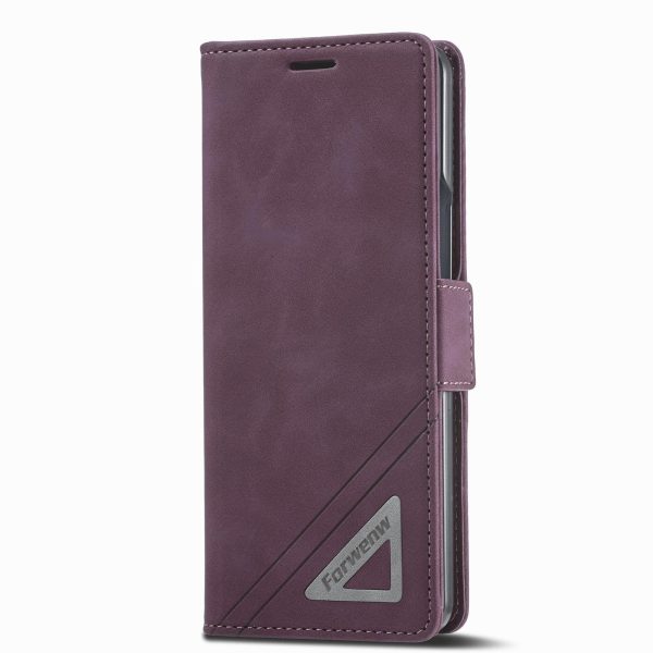 Leather Dual Side Buckle Phone Cover for Samsung Galaxy z Fold 4 - Wine Red - Image 3