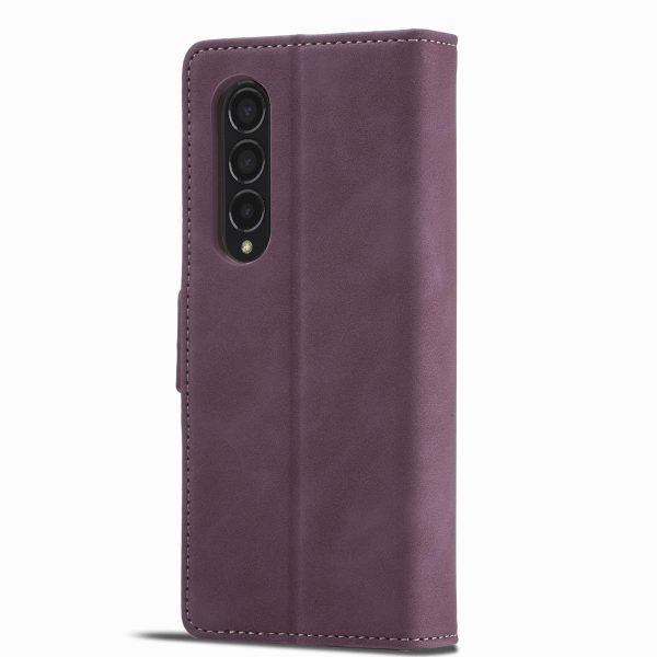 Leather Dual Side Buckle Phone Cover for Samsung Galaxy z Fold 4 - Wine Red - Image 4