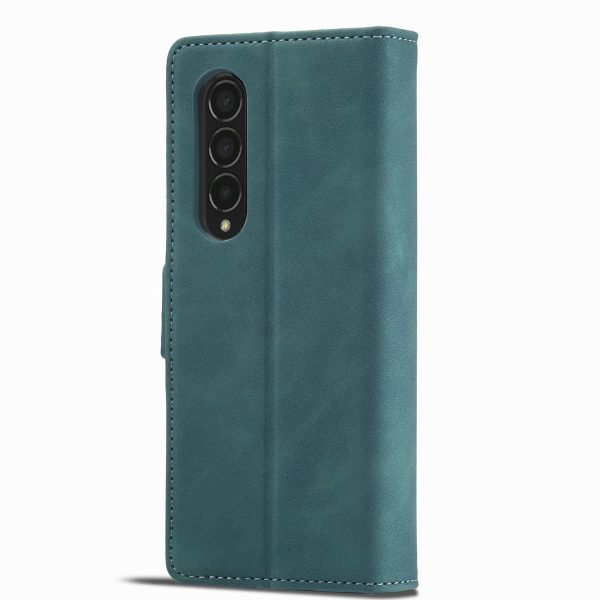 Leather Dual Side Buckle Phone Cover for Samsung Galaxy z Fold 4 - Wine Red - Image 10