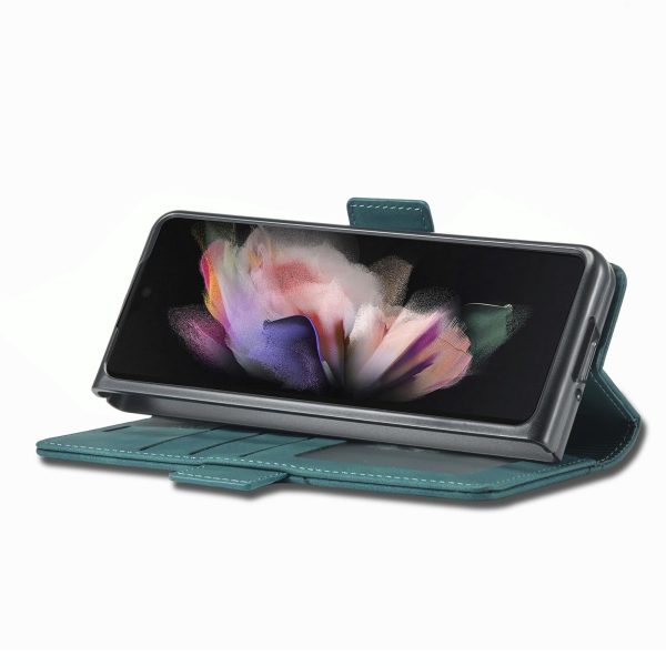 Leather Dual Side Buckle Phone Cover for Samsung Galaxy z Fold 4 - Wine Red - Image 12