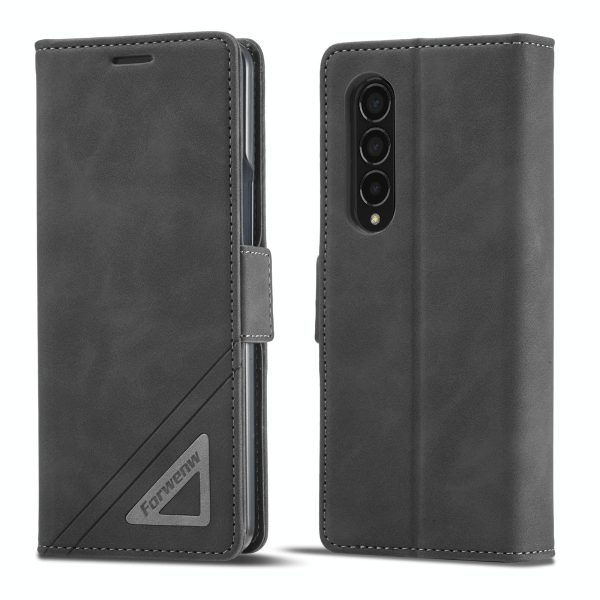 Leather Dual Side Buckle Phone Cover for Samsung Galaxy z Fold 4 - Wine Red - Image 14