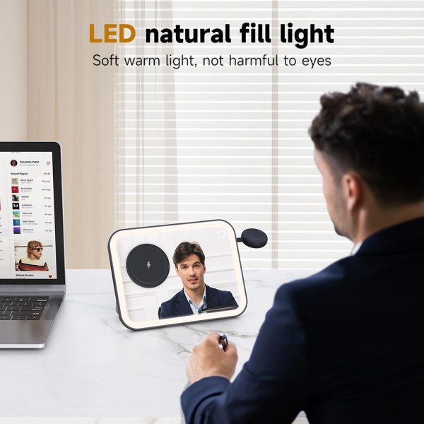 15W 3 In 1 Magnetic Led Makeup Mirror Charger - Black - Image 9