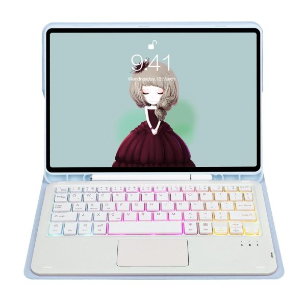 Bluetooth Keyboard Leather Case For Ipad 9.7 2018 & 2017 / Pro 9.7 / Air 2 With Touch Pad & Backlight - Dark Green - Image 4