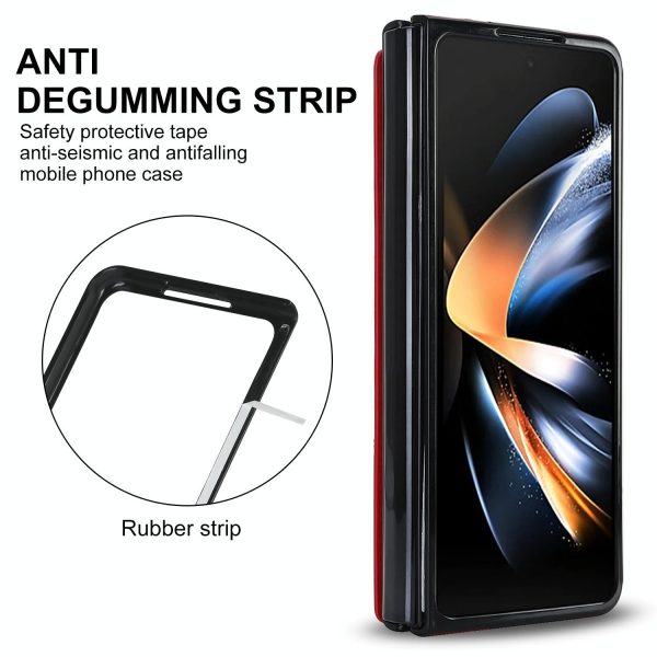 Double Buckle Foldable Phone Case with Pen Slot - Red - Image 6